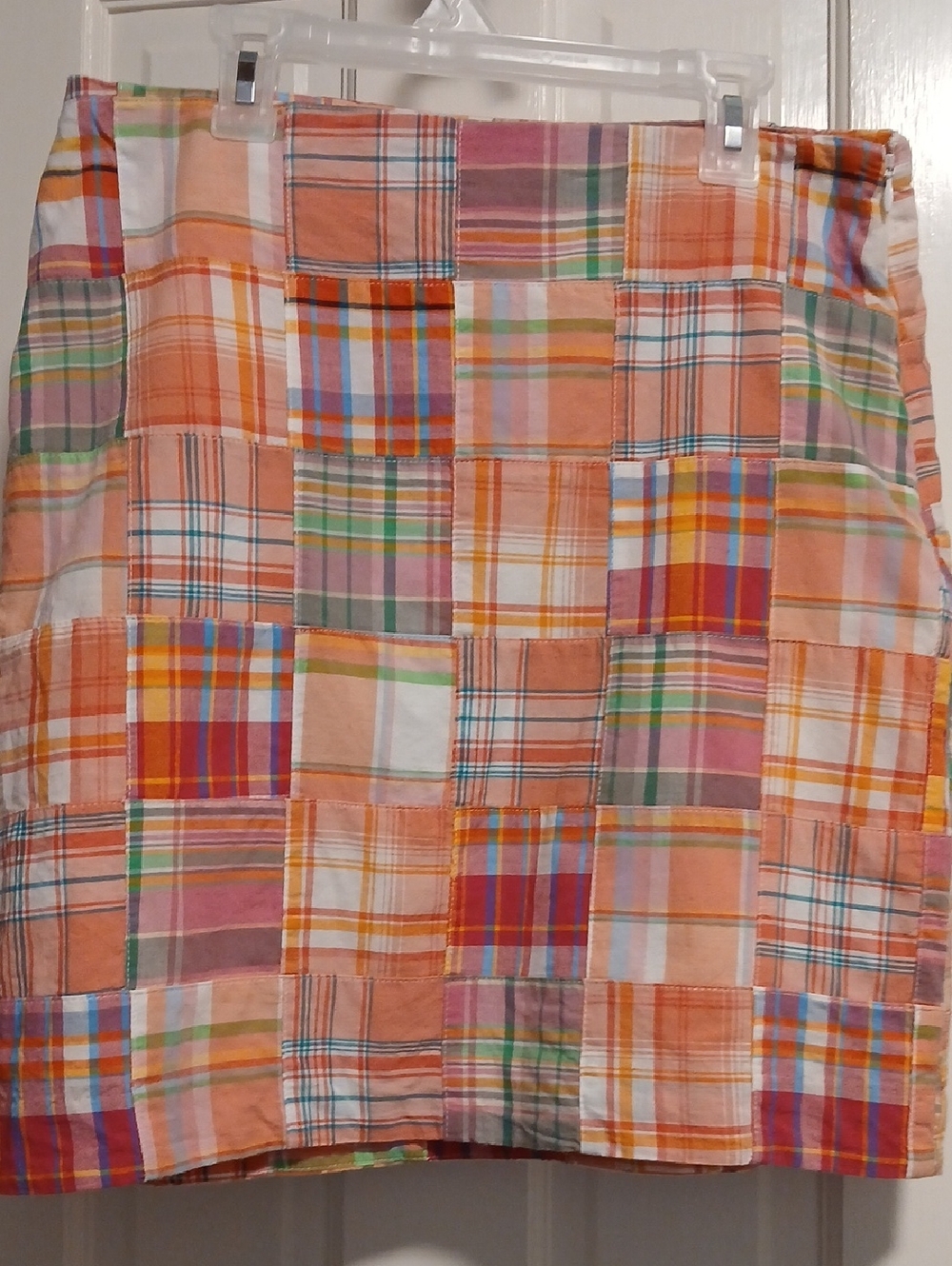 Talbots Peach Patchwork Plaid  Skirt with Multicolor Checks